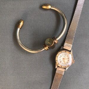 vintage bangle with gold watch